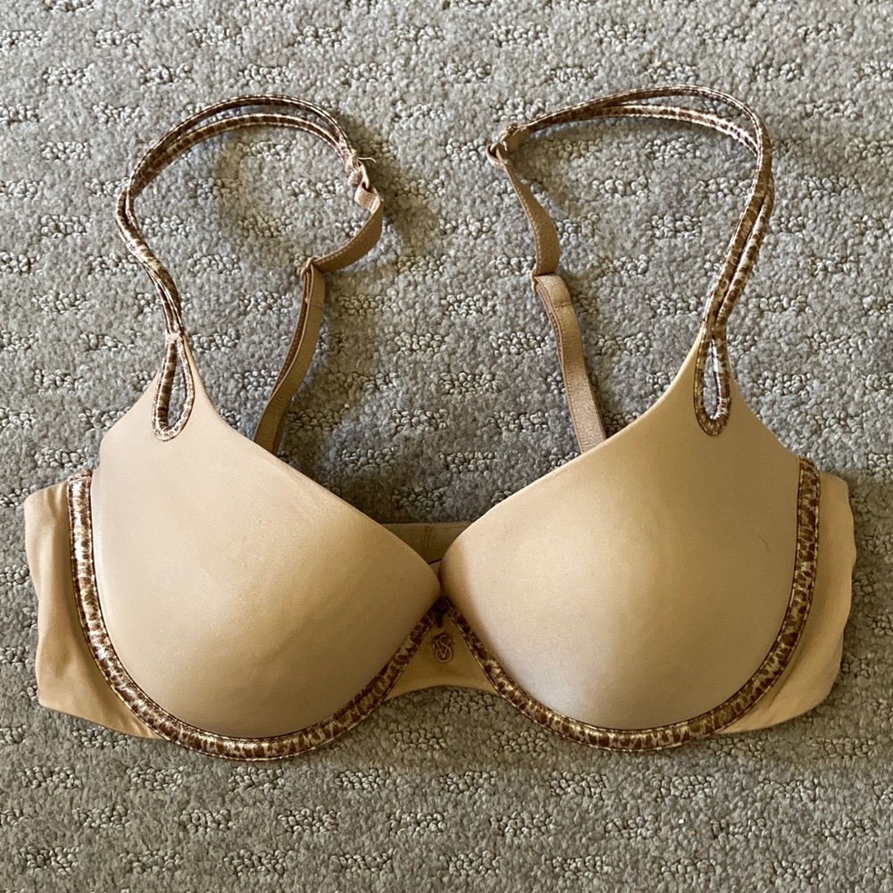 VS Sexy Little Things beige leopard print bra, Sz 32D.